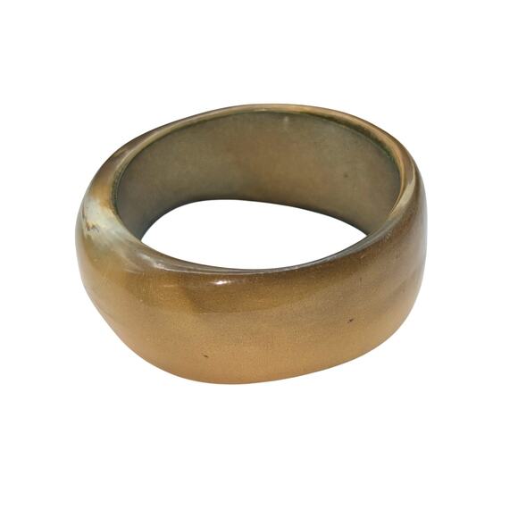 Vintage Gold Shimmer Abstract Lucite Bangle Bracelet - Picture 4 of 5